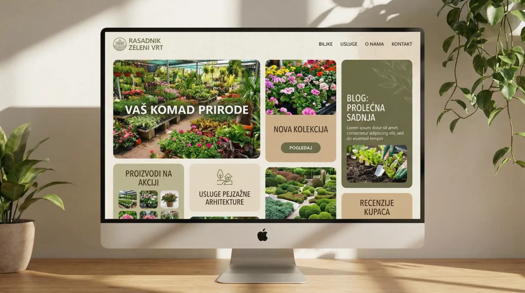 Grafički prikaz sajta koji koristi bento dizajn