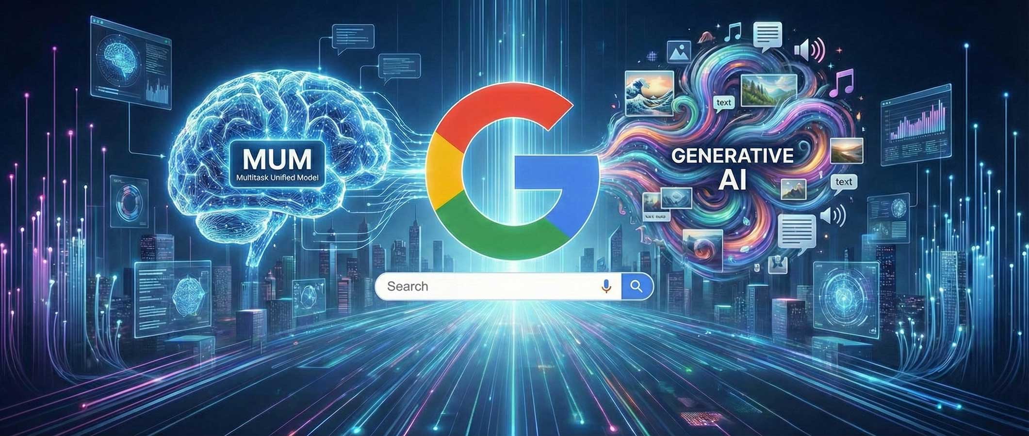Grafički prikaz razlike u google algoritmima MUM i GenAI